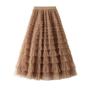 महिलाओं के लिए फैशनेबल विंटेज आधा स्कर्ट नरम रंग का रंग रूफ़ल केक ट्यूटू लुएबल फैशन पहनने के लिए प्राकृतिक - Product Image 5