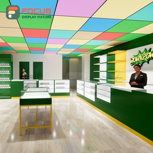 Vitrine autoportante pour magasin de tabac, en bois et verre, avec éclairage LED - Product Image 1