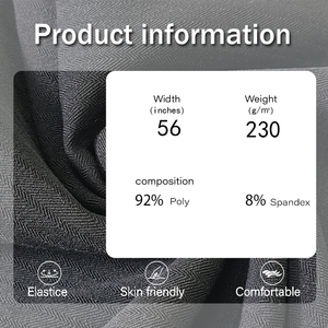 Высокое качество 230GSM тканая саржевая 100% полиэстер спандекс ткань стрейч сплошная смешанная ткань для одежды Поставщик - Product Image 2