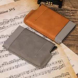 Factory RFID Blocking Business Credit PU Leather Wallet Minimalist Aluminum Metal Wallet Card Holder Wallet For Men