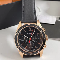 Montre Chronographe Rétro Sport Homme en Gros, Cadran Noir, Boîtier Or Rose, Lumineuse, Étanche, Certifiée, Montre-Bracelet Chronographe Classique