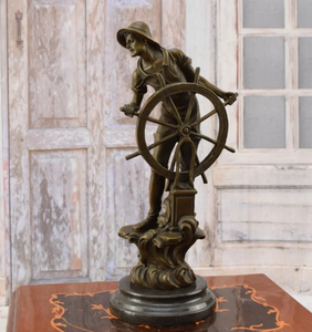 Estatua de Bronce Personalizada de un <span class=keywords><strong>Viejo</strong></span> Marinero con Timón, Pareja de Busto de Capitán, Figura Decorativa, Escultura de <span class=keywords><strong>Viejo</strong></span> Marinero - Product Image 2