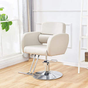 Fauteuil de Barbier Noir Rembourré, Chaise de Salon Hydraulique, Siège de Coiffure avec Accoudoirs Réglables - Product Image 2