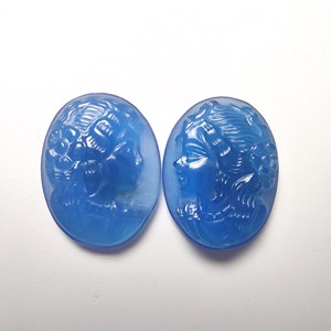 멋진 Artical Excelling 자연 우수한 품질 블루 마노 뷰티 헤드 카메오 조각 릴리프 디자인 - Product Image 3