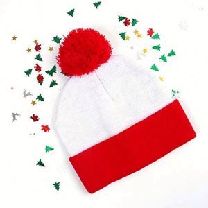 Bonnet en tricot personnalisé avec logo, pompon rouge et blanc, pour Halloween et Noël - Product Image 5