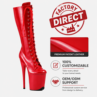 Bottes de pole dance personnalisées rouges pour l'hiver et l'automne, à lacets, avec fermeture éclair, plateforme haute, chaussures de danse exotique