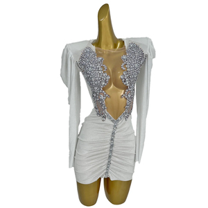 White Diamond Cocktail Dress - Women's Elegant Party Wear 2025