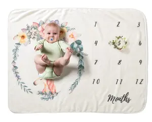 Manta de muselina neutra Unisex para bebés, manta de franela orgánica con forro polar mensual, Milestone