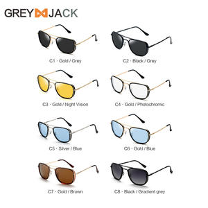 แว่นกันแดดโพลาไรซ์เกรย์แจ็คทรงกลมสำหรับทุกเพศ กรอบโลหะ TR สีทอง เลนส์ TAC ป้องกันรังสียูวี 400 ขาแว่นแบบสปริง - Product Image 2