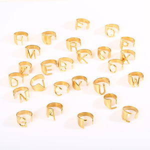 Anillo Abierto con 26 Letras Chapado en Oro Sin Deslustre para Mujer, Anillo con Inicial del Alfabeto, Significado de Coraje, Joyería de Moda - Product Image 5