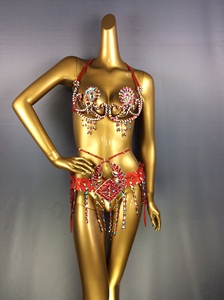 <span class=keywords><strong>Costume</strong></span> de danse du ventre <span class=keywords><strong>sexy</strong></span> pour femmes adultes, samba, <span class=keywords><strong>carnaval</strong></span>, polyester, soutien-gorge à armatures et ceinture, 2 pièces/ensemble, pierres arc-en-ciel, cristaux - Product Image 6