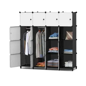 гардероб шкаф белый Suppliers-Предметы домашнего обихода 16 куб пластиковый шкаф для хранения со шкафом сборный шкаф для одежды