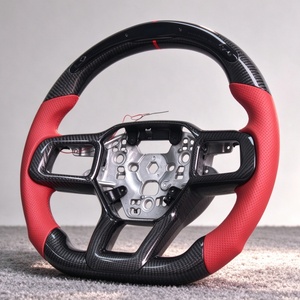 Volante Deportivo Personalizado de Fibra de Carbono Real con Empuñadura de Cuero en Forma de D y Base Plana para Ford <span class=keywords><strong>Mustang</strong></span> S650 S550 GT Ecoboost - Product Image 1