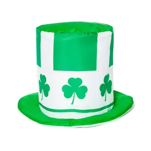 圣帕特里克节礼帽三叶草帽圣帕特里克节配饰绿色幸运爱尔兰礼帽