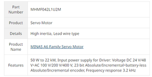 Moteur familial Panasonic MINAS A6 MHMF042L1U2M Nouvelle marque et original en stock - Product Image 5