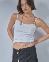 Perle baroque naturelle à la mode et collier de zircon carré exquis, chaîne de taille pour la fête des femmes, bord de mer
