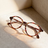 Monturas de Gafas Vintage Cuadradas y Redondas de Acetato Negro para Hombre, con Doble Remache, Monturas Ópticas Unisex