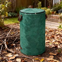 Bolsa Grande Impermeable para Hojas de Jardín con Tapa, Recolector de Residuos de Jardín Resistente a Salpicaduras, Fácil de Limpiar y Reutilizable para Desechos de Césped