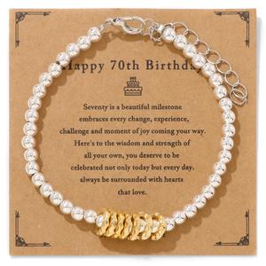 Bracelet de perles de pierre rondes de 4mm 30e/40e/50e/60e/70e <span class=keywords><strong>anniversaire</strong></span> cadeau Bracelet avec cartes de vœux pour maman, femme, grand-mère - Product Image 3