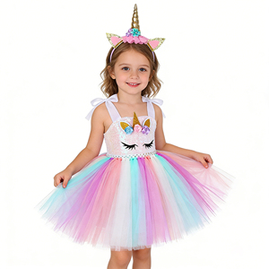 ชุดกระโปรงบัลเลต์สีพาสเทลลายยูนิคอร์นสำหรับเด็กผู้หญิง ชุดแฟชั่นคริสต์มาสสำหรับเด็กวัยเตาะแตะ ชุดสำหรับงานวันเกิด - Product Image 5