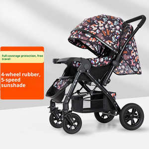 Cochecito de Bebé Portátil de Acero Inoxidable con <span class=keywords><strong>4</strong></span> Ruedas, Reclinable, Ligero, Plegable, con Amortiguación, para Niños de 3 Años - Product Image 5