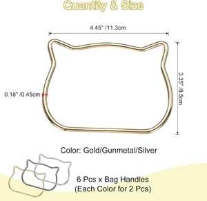 Uxcell Pcs Metal Purse Handle <b>Cat</b> Head Handbag <b>Ring</b> Buckle Bag Handle Replacement For DIY Handmade Woven Bag Luggage Hardware Ac - Product Image 2