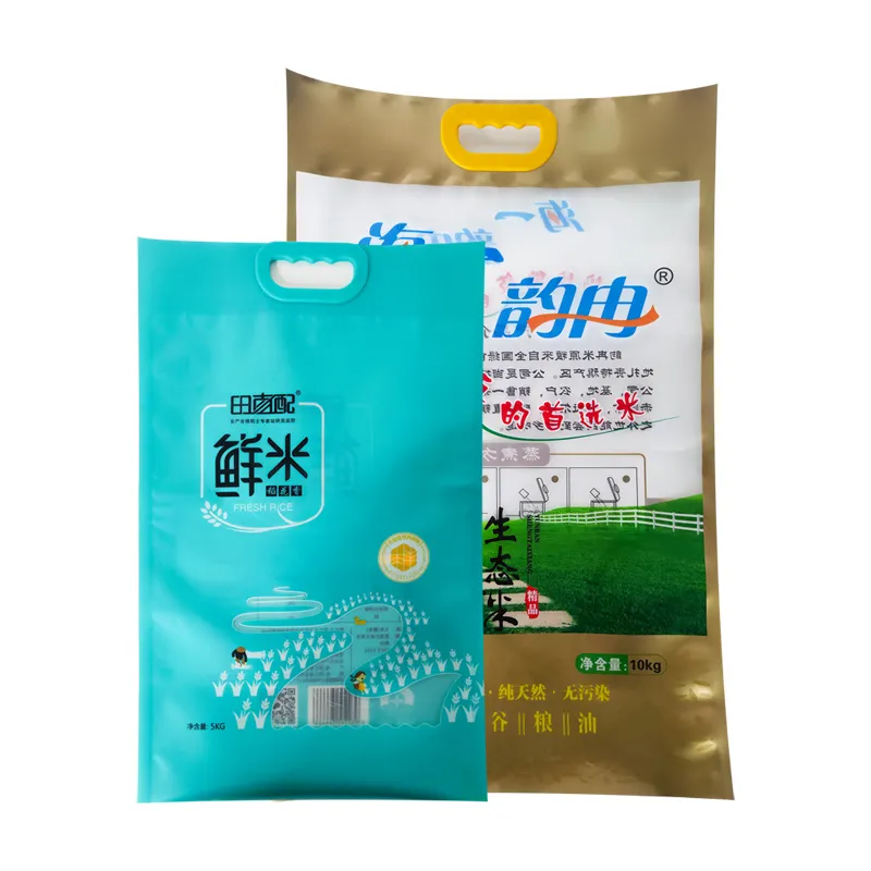 Jtd nhà sản xuất tùy chỉnh chất lượng tốt đẹp 5kg nhựa đóng gói xử lý túi gạo