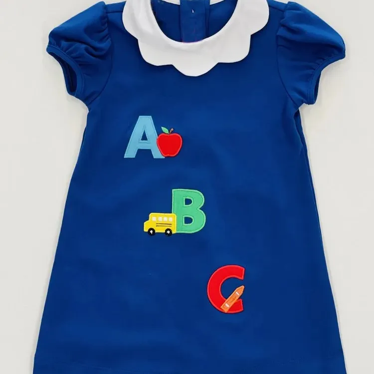2024 Vorverkauf individuelles Kinder-Alphabet Rückkehr zur Schule Tag Druck Mädchen Sommerkleid ärmelloses Mädchenkleid