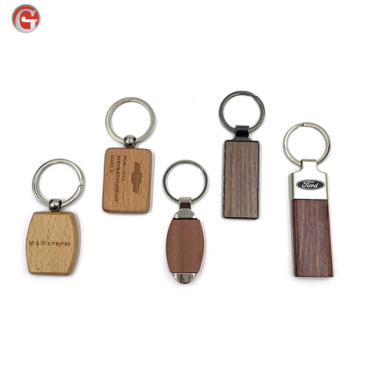 High Quality Fashion Horrow Wooden Wood Metal Keychains Disc Lucky Cross Round Bead Bag Keychain Buddha