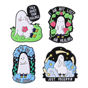 เข็มกลัดเคลือบเงา Emotional Ghost Boo พูดถึงความรู้สึกของคุณ มากเกินไป ฉันกำลังฟื้นฟู  เข็มกลัดติดเสื้อ กระเป๋าเป้ เครื่องประดับ - Product Image 1
