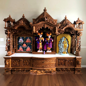 Full Size Hand Carved Wooden <b>Mandir</b> With Five Domes Custom Swaminarayan Temple Large Size <b>Mandir</b> for Home Temple Prayer Hall USA - Product Image 1