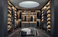 Armoire de chambre moderne de luxe avec îlot central et tringles de suspension, mobilier sur mesure pour toute la maison, conception gratuite par l'usine