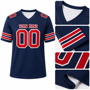 <span class=keywords><strong>Camiseta</strong></span> de Fútbol Americano Personalizada con Sublimación, Camisetas de Fútbol para Hombre, Uniformes de Fanáticos Transpirables de Malla de Secado Rápido - Product Image 3