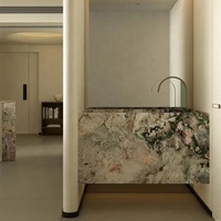 Revêtement de sol et panneau mural en marbre liquide époxy personnalisé, design moderne pour hôtel de luxe, carreaux de marbre rose quatre saisons