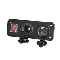 Panneau d'alimentation pour voiture DC 12/24V, chargeur double USB, prise allume-cigare, voltmètre numérique, interrupteur marche/arrêt rouge pour véhicule et marine