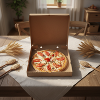 Boîte d'emballage pour pizza personnalisée en gros avec logo, en matériau kraft écologique, design ventilé, ondulée, biodégradable, gaufrée