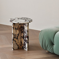 Table d'appoint moderne en marbre Calacatta Viola naturel, étanche, sur mesure SH STONE pour hôtel et salon