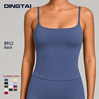 Débardeur de sport Dingtai à dos échancré et col carré pour femme, bretelles spaghetti, coussinets amovibles, sans manches, coupe courte, anti-humidité