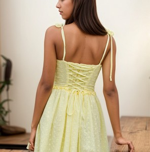 Mini vestido informal de verano <span class=keywords><strong>para</strong></span> mujer, elegante fiesta amarilla <span class=keywords><strong>para</strong></span> vestido de vendaje - Product Image 4