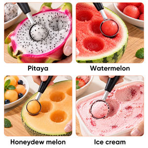 Cuillère à melon manuelle double face en acier inoxydable avec trou de drainage, ergonomique et antidérapante, pour fruits et crème glacée, ustensile de cuisine et pâtisserie - Product Image 4