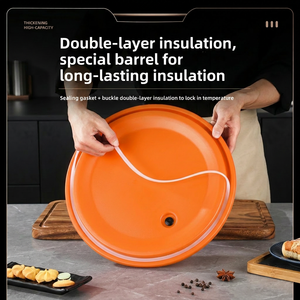 Lot de 5 chauffe-plats isothermes en acier inoxydable <span class=keywords><strong>orange</strong></span>, grande capacité, ensemble de marmites chaudes, boîte isotherme pour aliments - Product Image 4