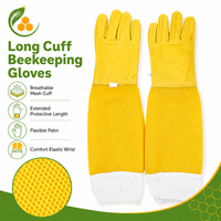Gants d'apiculture pour temps chaud, paume en cuir de vache jaune, maille respirante 3D, manches longues, équipement de protection anti-piqûres d'abeilles