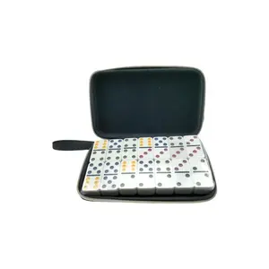 Hot selling double 6 dominoes molding set 28pcs color dots with zipper bag custom logo accepted from Chinese direct manufacture