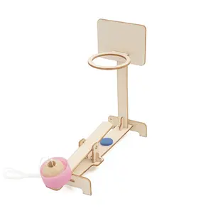 Machine de tir de balle de basket-ball faite à la main DIY STEM Educational Science Toys School Physics Kits d'expérimentation en bois