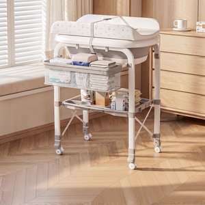 Table à langer bébé 3-en-1 avec baignoire et étagère de rangement, support de massage et de bain pour bébé, anti-pincement - Product Image 4
