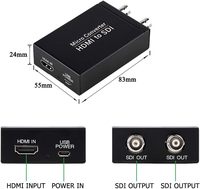 Convertisseur HDMI vers SDI, entrée HDMI, 2 ports de sortie SDI, prend en charge HDMI 1.4 1080P, détection automatique du format 3G/HD-SDI
