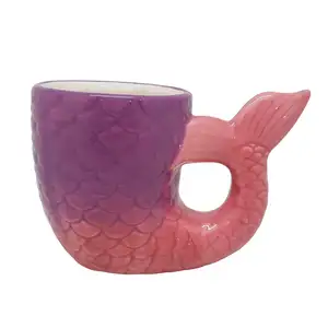 Tasse sirène de luxe, peinte à la main, nouveauté 3D tasse à café en céramique queue de sirène bleue