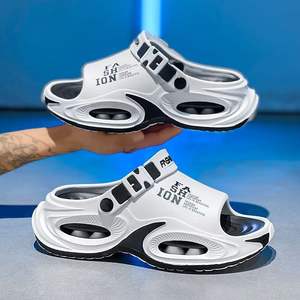 Sandales d'été pour hommes à enfiler, semelle épaisse, amorties, antidérapantes, respirantes, imperméables, pour l'extérieur et la plage, en EVA, couleurs mélangées, tendance jeune - Product Image 1