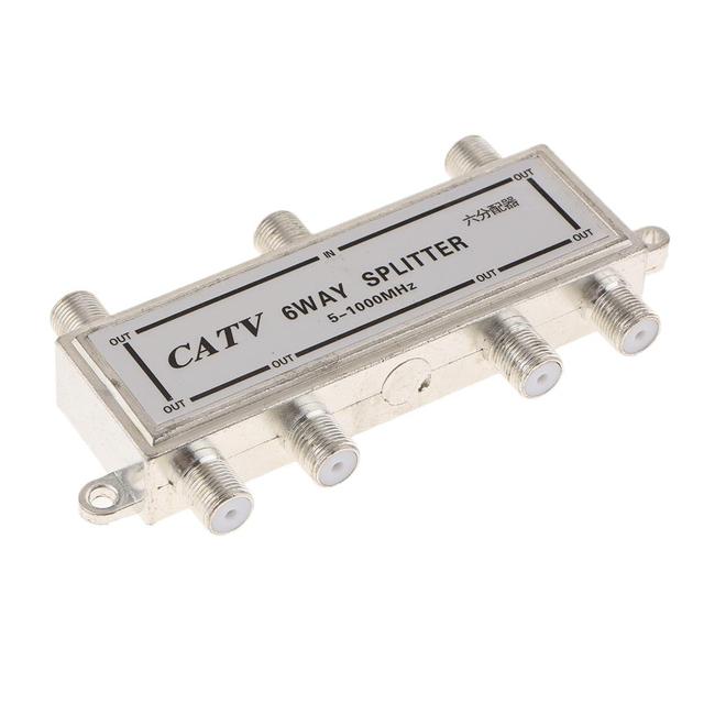 6 Way TV Singal Splitters Premium 5~1000 Mhz 1 In 6 Out Coaxial Cables RG6 for TVs VCRs RF Radios Antenna