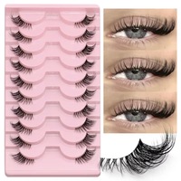 Extensions de cils en faux vison transparents, style européen et américain, 7 paires, effet allongé et comique